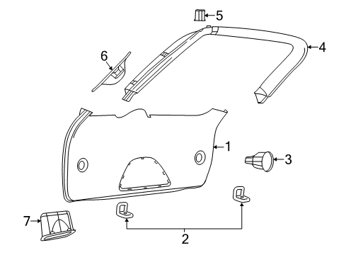 2013 Jeep Grand Cherokee Interior Trim - Lift Gate Bracket-Cargo Tie Down Diagram for 68348749AA