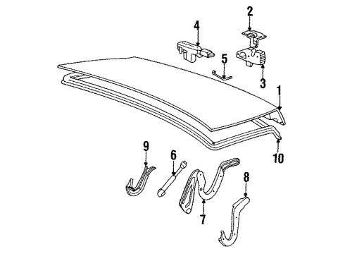 1990 BMW 735iL Trunk Lid Trunk Lid Gasket Diagram for 51711908443