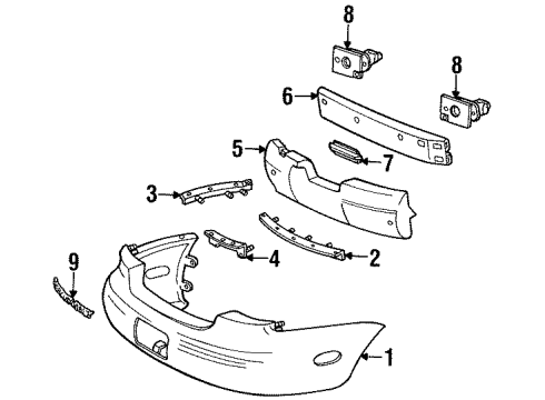 1997 Mercury Sable Rear Bumper Energy Absorber Guide Diagram for F6DZ-17C900-BA