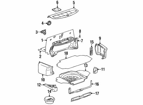 1995 Lexus LS400 Interior Trim - Rear Body Striker Cover Clip Diagram for 67921-95501