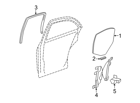 2009 Mercury Sable Rear Door Door Glass Diagram for 6G1Z-5425712-AA