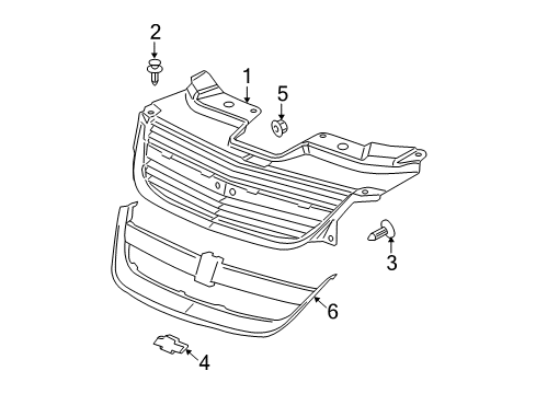 2006 Chevrolet Cobalt Grille & Components Nut - Service Part Only Diagram for 11561838