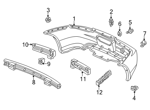 2009 Honda S2000 Rear Bumper Absorber, R. RR. Bumper Diagram for 71570-S2A-A10