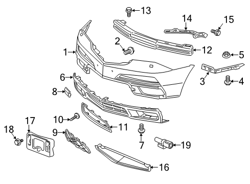2012 Acura MDX Automatic Temperature Controls Mesh Left, Front Bumper Diagram for 71107-STX-A00
