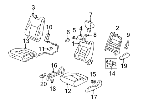 2009 Honda Element Front Seat Components Pad Assembly, Right Front Seat Cushion Diagram for 81132-SCV-L01