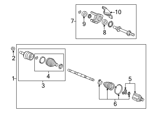 2022 Acura ILX Drive Axles - Front Joint Set, Outboard Diagram for 44014-TV9-A01