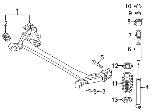 2021 Hyundai Ioniq Rear Suspension Components, Lower Control Arm, Upper Control Arm, Stabilizer Bar Rear Shock Absorber Assembly Diagram for 55307-G7650