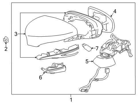 2015 Lexus GS450h Outside Mirrors ACTUATOR Sub-Assembly, Outer Mirror Diagram for 87909-30D31-A1