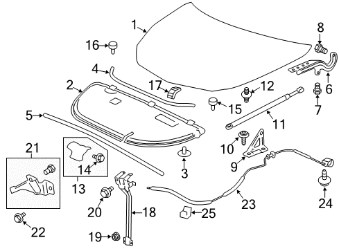 2009 Chevrolet Traverse Hood & Components Front Weatherstrip Diagram for 15929570