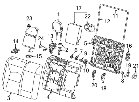 2019 Cadillac XT4 Rear Seat Components Seat Back Frame Diagram for 13526241