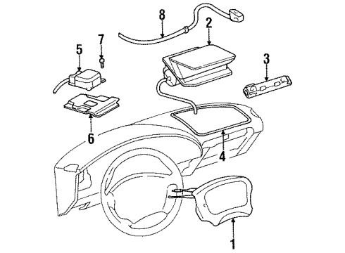 1996 Buick Skylark Air Bag Components Sensor Asm-Inflator Restraint Front End Sheet Metal Diagram for 16203119
