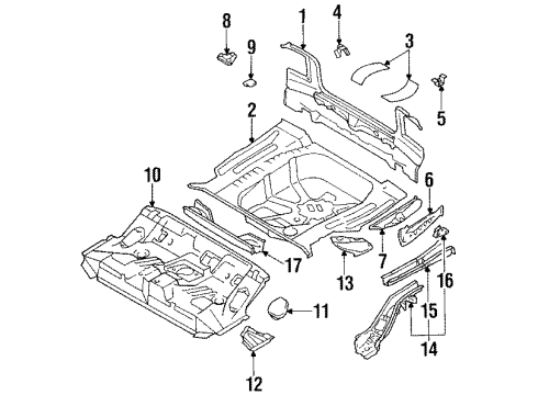 1990 Toyota Corolla Rear Body Rear Floor Pan Diagram for 58311-12200