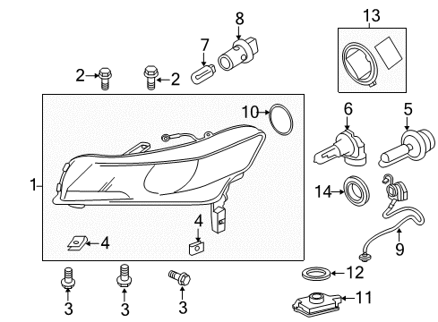 2011 Acura TL Bulbs Bulb (12V 16W) Diagram for 34901-SHJ-A01