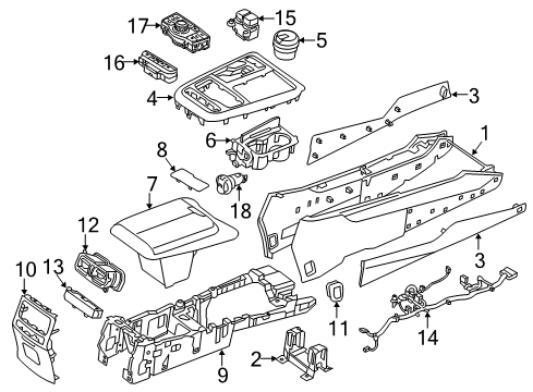 2015 Hyundai Equus Heated Seats Reinforcement Assembly-Rear Console Diagram for 84613-3N910