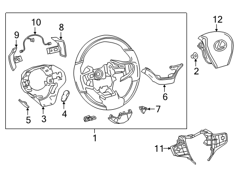 2019 Lexus ES300h Cruise Control System Switch Assembly, STEERIN Diagram for 84250-06B70