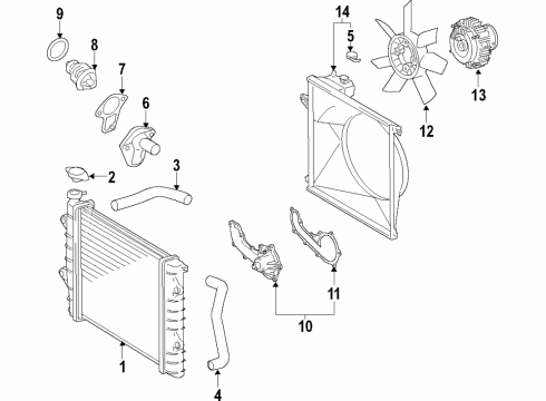 2019 Toyota Tacoma Cooling System, Radiator, Water Pump, Cooling Fan Water Pump Assembly Gasket Diagram for 16124-75030