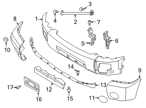 2007 Nissan Armada Front Bumper Nut-J Diagram for 01241-00671