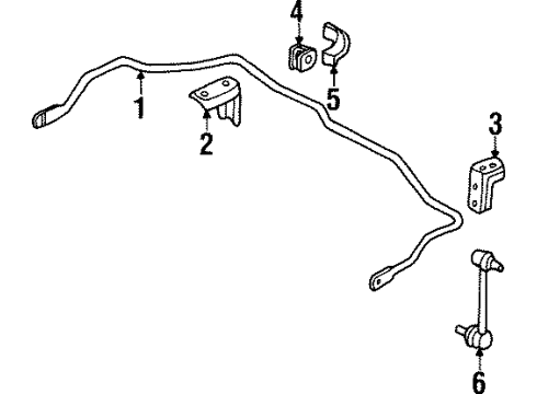 2000 Honda Prelude Stabilizer Bar & Components - Rear Bracket, Left Rear Stabilizer Diagram for 52318-S30-000