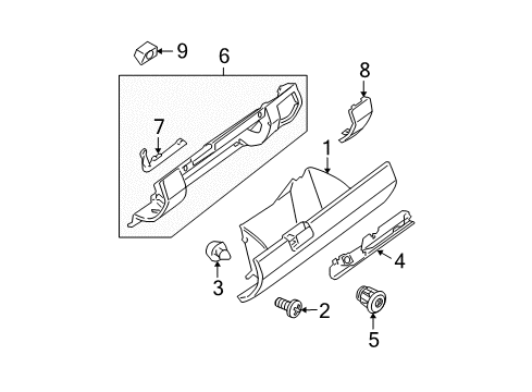 2008 Nissan Pathfinder Glove Box Screw Diagram for 01451-0020U