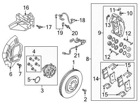 2019 Genesis G90 Front Brakes Boot-Piston Diagram for 58114J6000