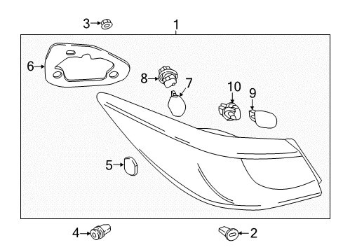 2017 Toyota Yaris iA Bulbs Exterior Bulbs Diagram for 90118-WB005