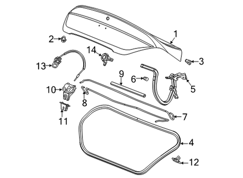 2020 Cadillac CT4 Trunk Lid & Components Emergency Handle Diagram for 84609307