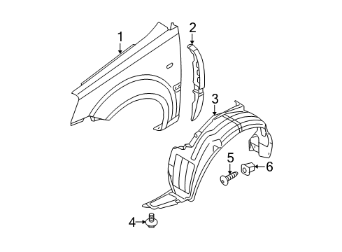 2006 Hyundai Accent Fender & Components Front Wheel Guard Assembly, Left Diagram for 86811-1E000