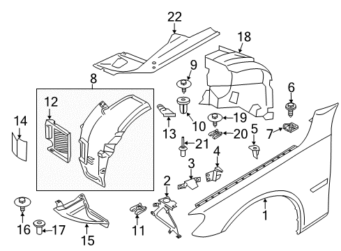 2014 BMW 740Li Fender & Components Cover, Bottom Left Diagram for 51757302375