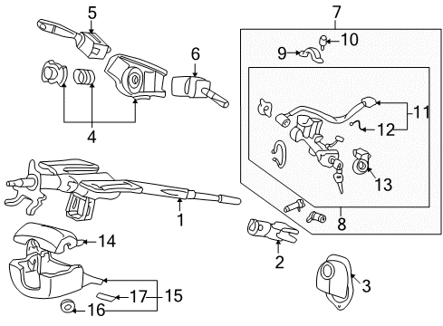 2001 Honda Insight Ignition Lock Lock Assy., Steering Diagram for 35100-S3Y-A11