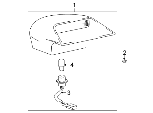 1999 Hyundai Sonata High Mount Lamps Lamp Assembly-High Mounted Stop Interior Diagram for 92750-38001-SR