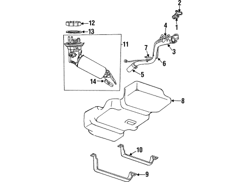 1996 Chrysler Town & Country Fuel Supply Fuel Tank Diagram for 5011939AA