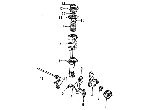 1984 Plymouth Voyager Front Suspension Components, Lower Control Arm, Stabilizer Bar Front Wheel Bearing Diagram for 4397499