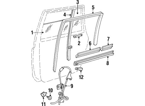 1997 Jeep Cherokee Rear Door - Glass & Hardware Seal-Door Glass Run Diagram for 55175356AC