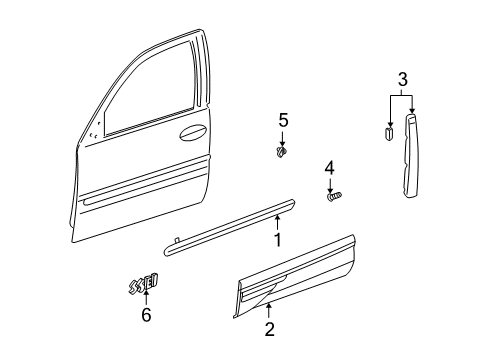 2000 Pontiac Bonneville Exterior Trim - Front Door Side Molding Diagram for 12483101