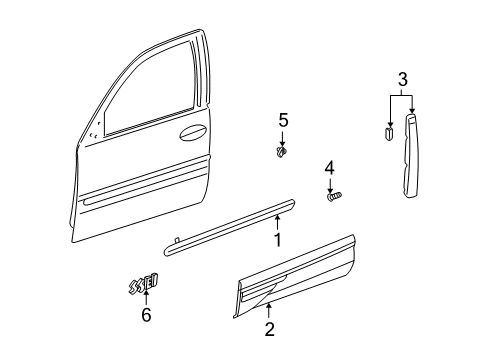 2000 Pontiac Bonneville Exterior Trim - Front Door Molding Asm, Front Side Door Center *Primed Diagram for 89024552