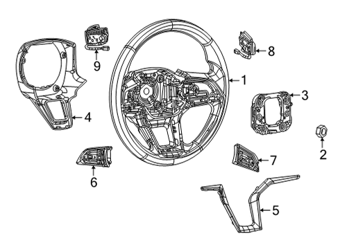 2021 Jeep Grand Cherokee L Steering Column, Steering Wheel & Trim, Shaft & Internal Components STEERING WHEEL Diagram for 68411009AA