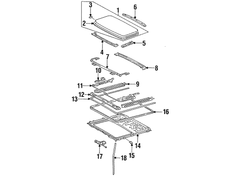 1995 Toyota Celica Sunroof Glass Sub-Assy, Sliding Roof Diagram for 63201-20140