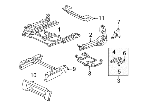 2005 Acura MDX Tracks & Components Switch Assembly, Driver Side Power Seat (8Way) (Moon Lake Gray) Diagram for 81650-S3V-A01ZB