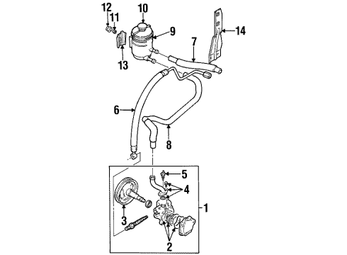 2000 Chevrolet Metro P/S Pump & Hoses, Steering Gear & Linkage Seal Kit, P/S Pump Diagram for 91173978