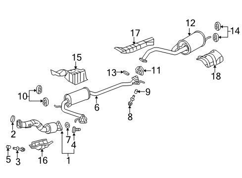 2016 Honda Fit Exhaust Components Muffler, Exhuast Diagram for 18307-T5R-305