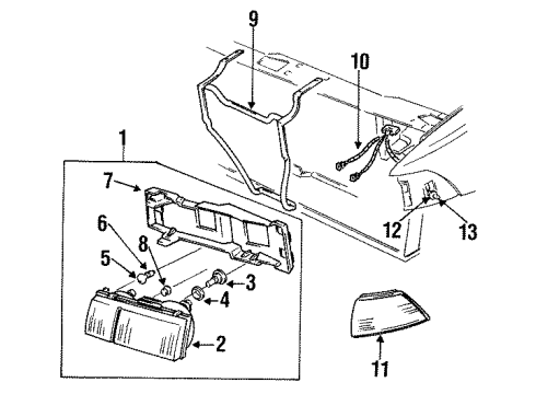 1992 Chevrolet Cavalier Headlamps Socket Asm-Tail & Stop Lamp Diagram for 12030055