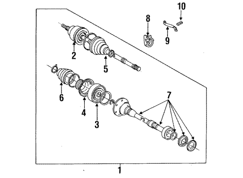 1995 Toyota MR2 Axle Shaft - Rear Shaft Sub-Assy, Front Drive Flange Diagram for 43049-32030
