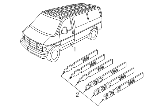 1997 GMC Savana 1500 Exterior Trim - Front Door Molding Asm-Front Side Door Diagram for 15960357