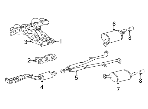 2001 Lexus GS300 Exhaust Components, Exhaust Manifold Exhaust Tail Pipe Assembly Diagram for 17440-46130
