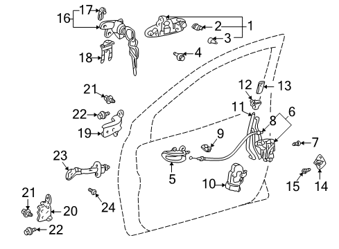 2000 Toyota Echo Front Door - Lock & Hardware Upper Hinge Diagram for 68710-52010