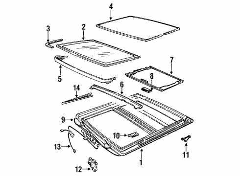 1992 Oldsmobile Cutlass Supreme Sunroof Actuator Asm, Sun Roof Diagram for 12530049