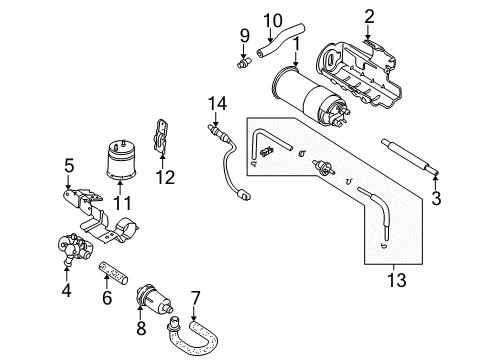 2000 Kia Spectra Powertrain Control PCV Valve Diagram for 0K9A013890