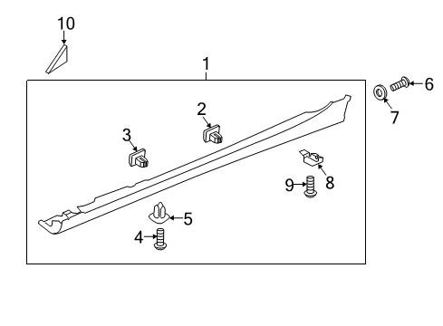 2012 Hyundai Sonata Exterior Trim - Pillars, Rocker & Floor Garnish Assembly-Delta LH Diagram for 86180-3S000