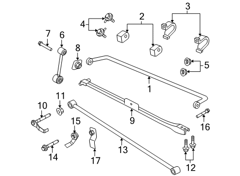 2009 Ford Mustang Stabilizer Bar & Components - Rear Track Bar Diagram for 4R3Z-4264-AA