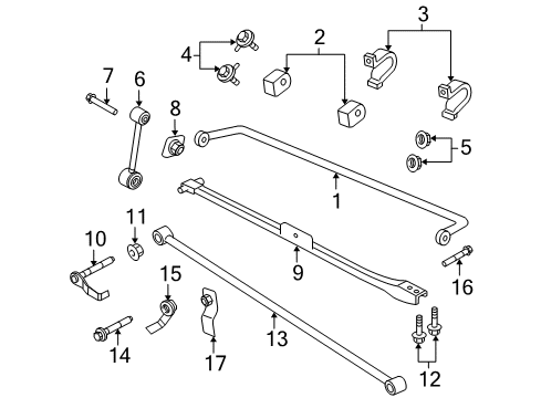 2009 Ford Mustang Stabilizer Bar & Components - Rear Track Bar Mount Bolt Diagram for -W711331-S439